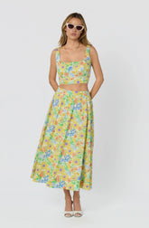 Inixyf Jolie Floral Gathered Midi Skirt