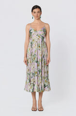 Inixyf Maeve Pleated Satin Midi Dress