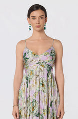 Inixyf Maeve Pleated Satin Midi Dress