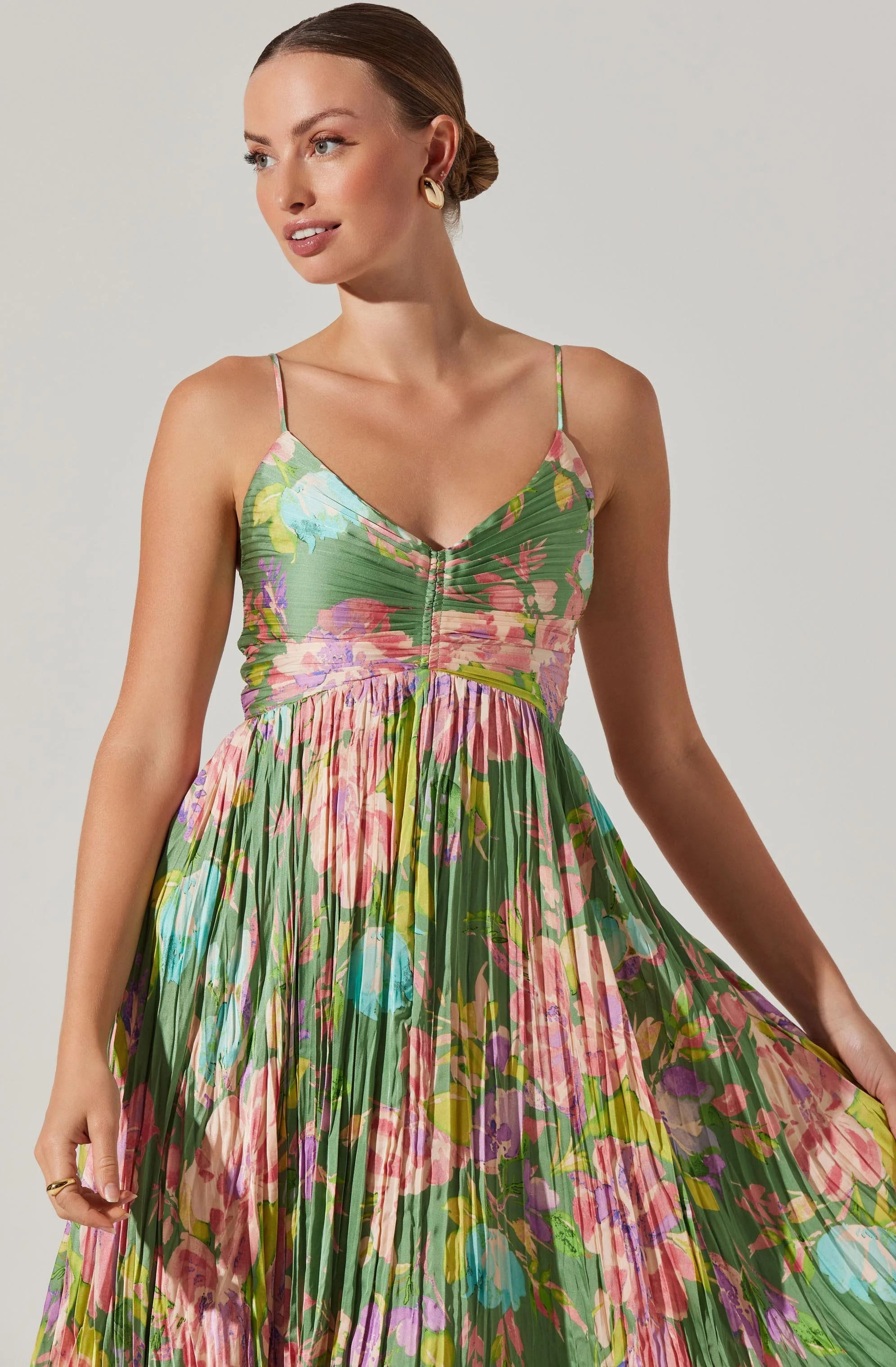 Inixyf Maeve Pleated Satin Midi Dress