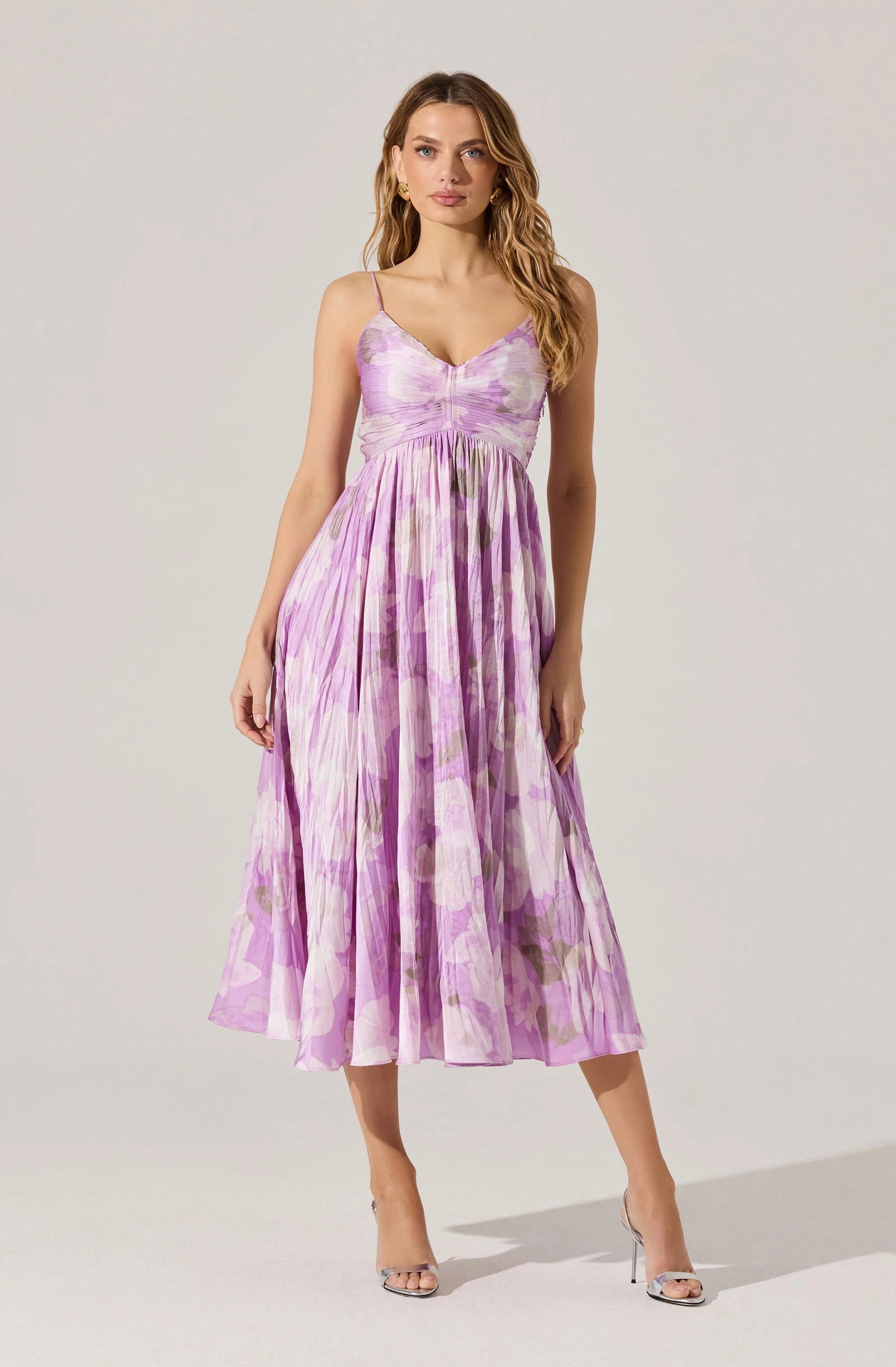 Inixyf Maeve Pleated Satin Midi Dress