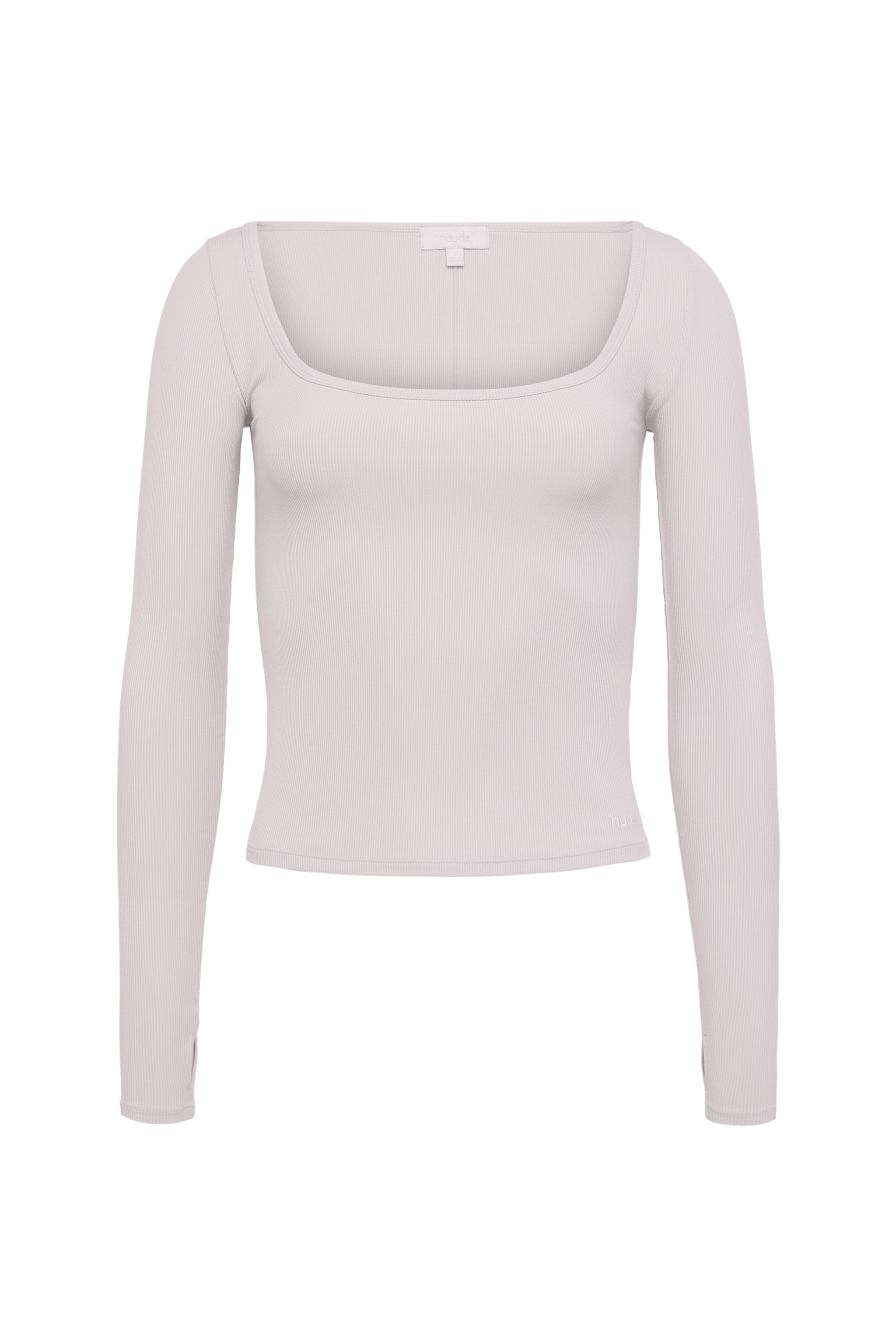 Sporty Rib Portrait Long Sleeve Top | Fog