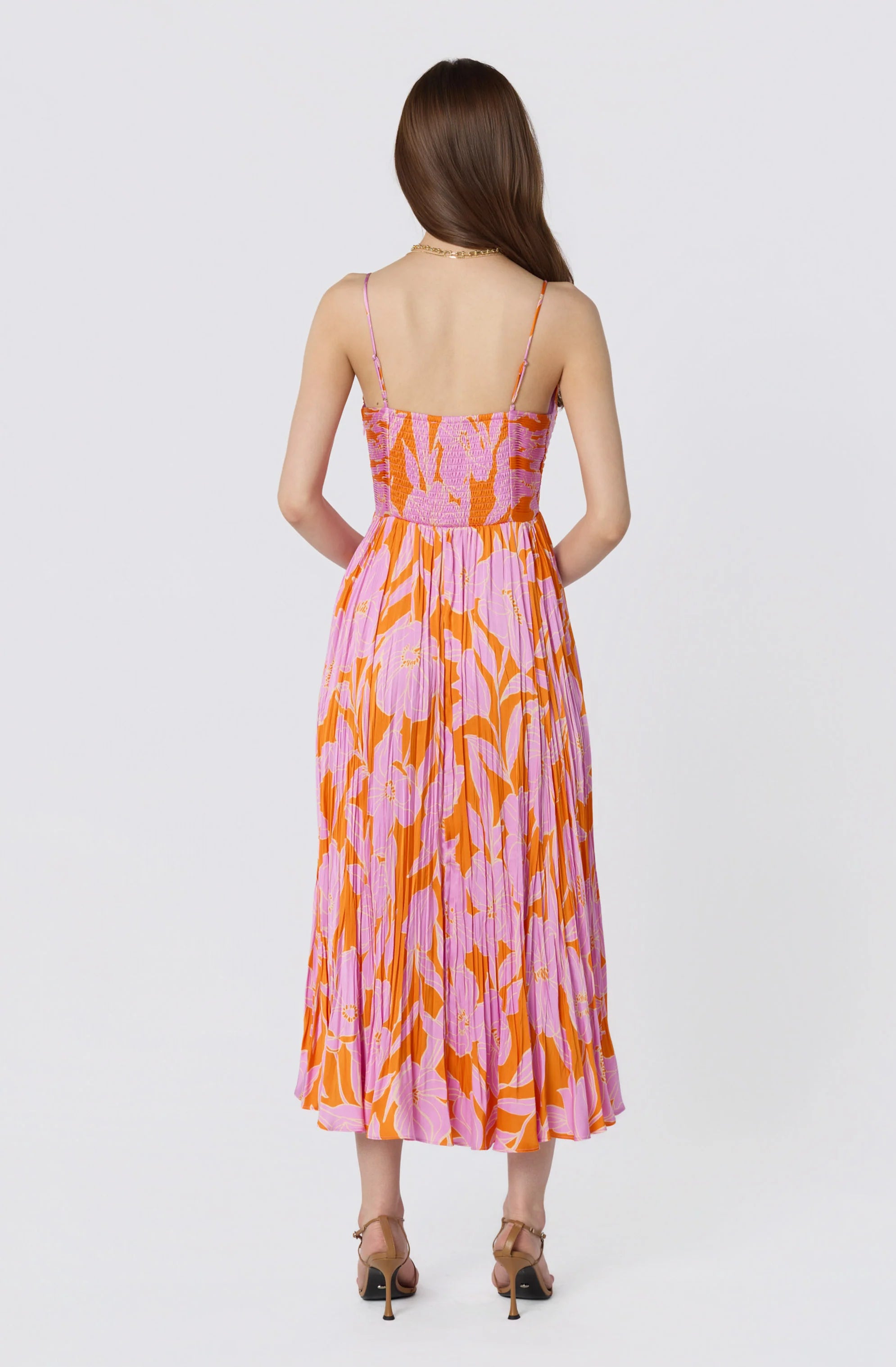 Inixyf Maeve Pleated Satin Midi Dress