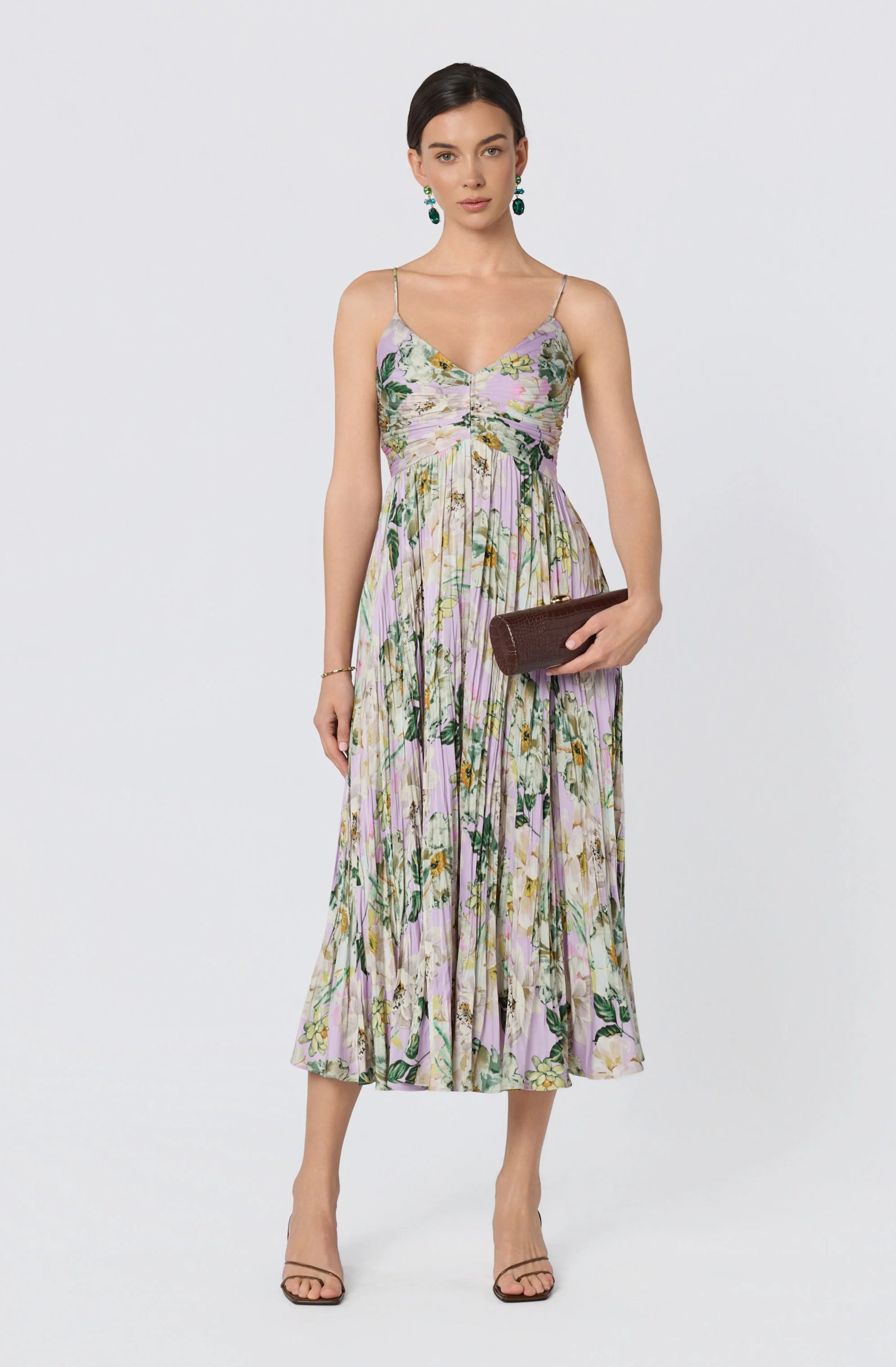 Inixyf Maeve Pleated Satin Midi Dress