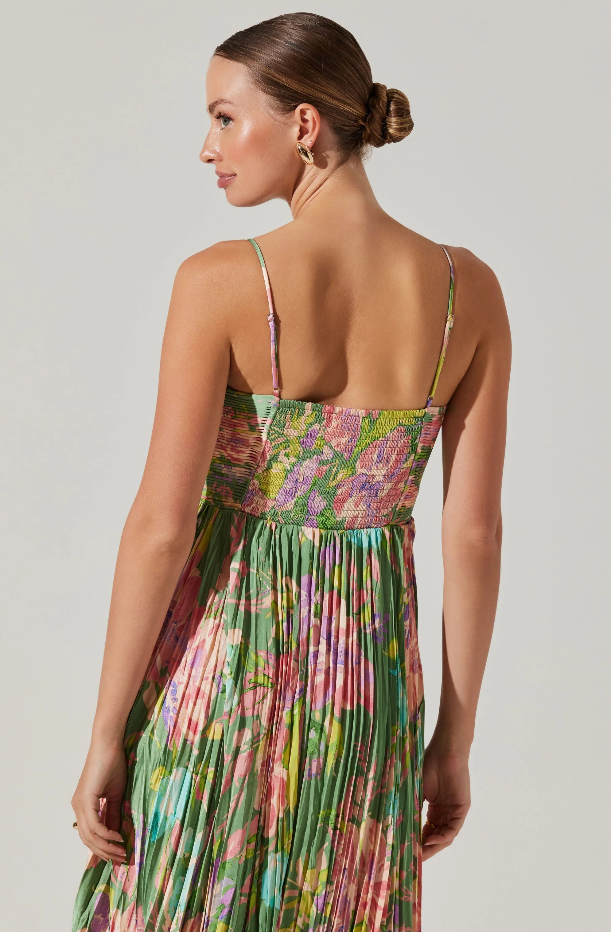 Inixyf Maeve Pleated Satin Midi Dress