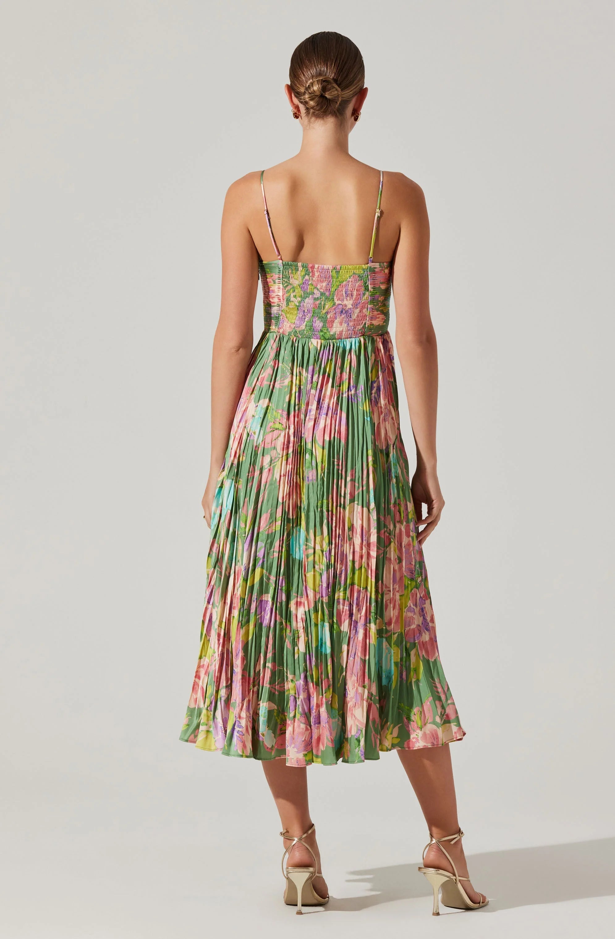 Inixyf Maeve Pleated Satin Midi Dress
