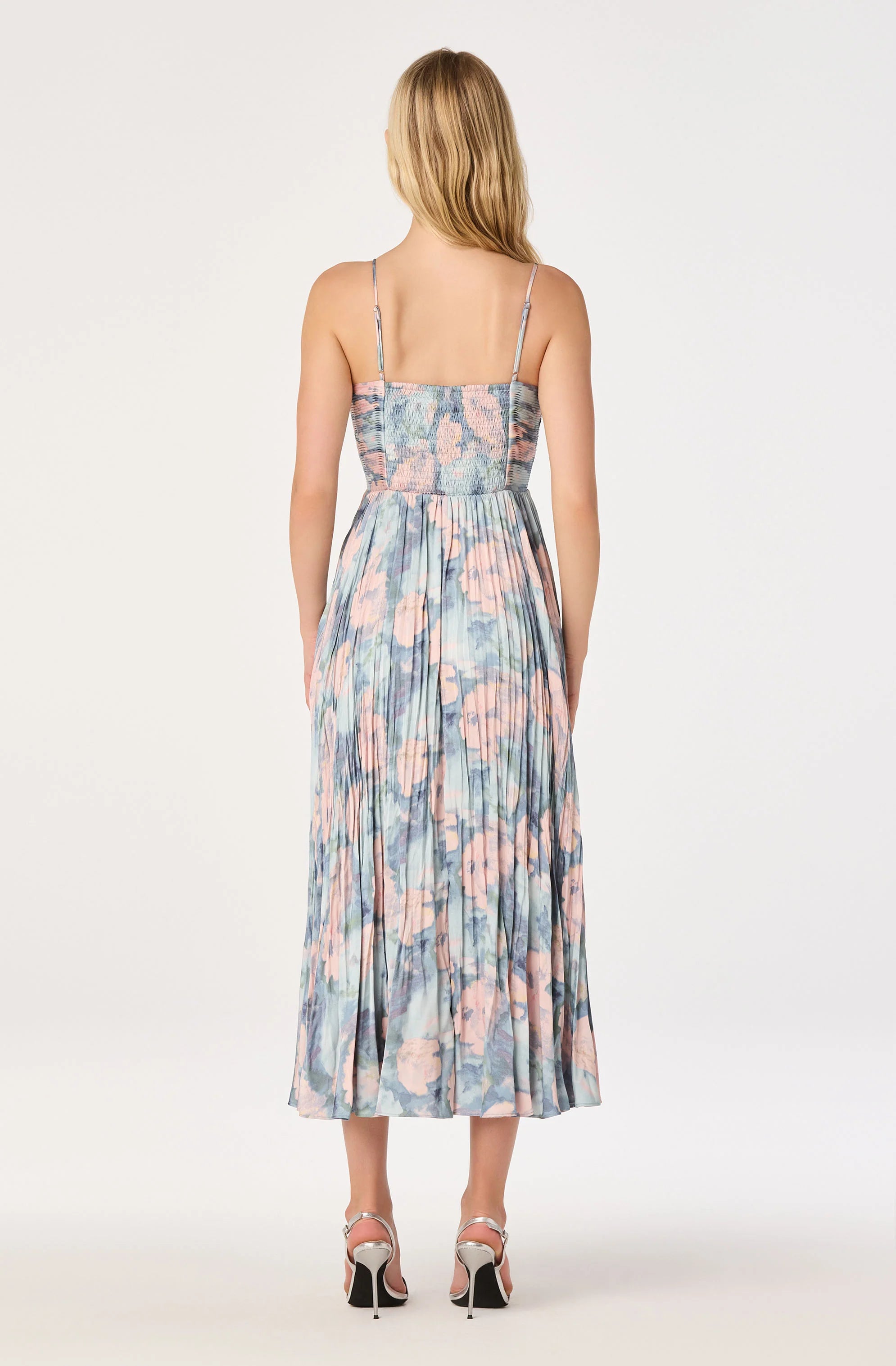Inixyf Maeve Pleated Satin Midi Dress