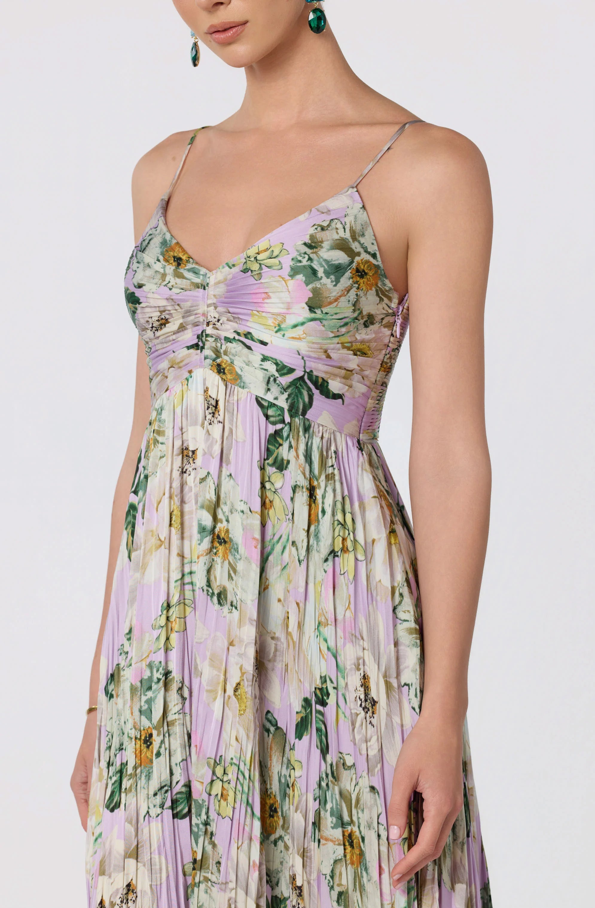 Inixyf Maeve Pleated Satin Midi Dress