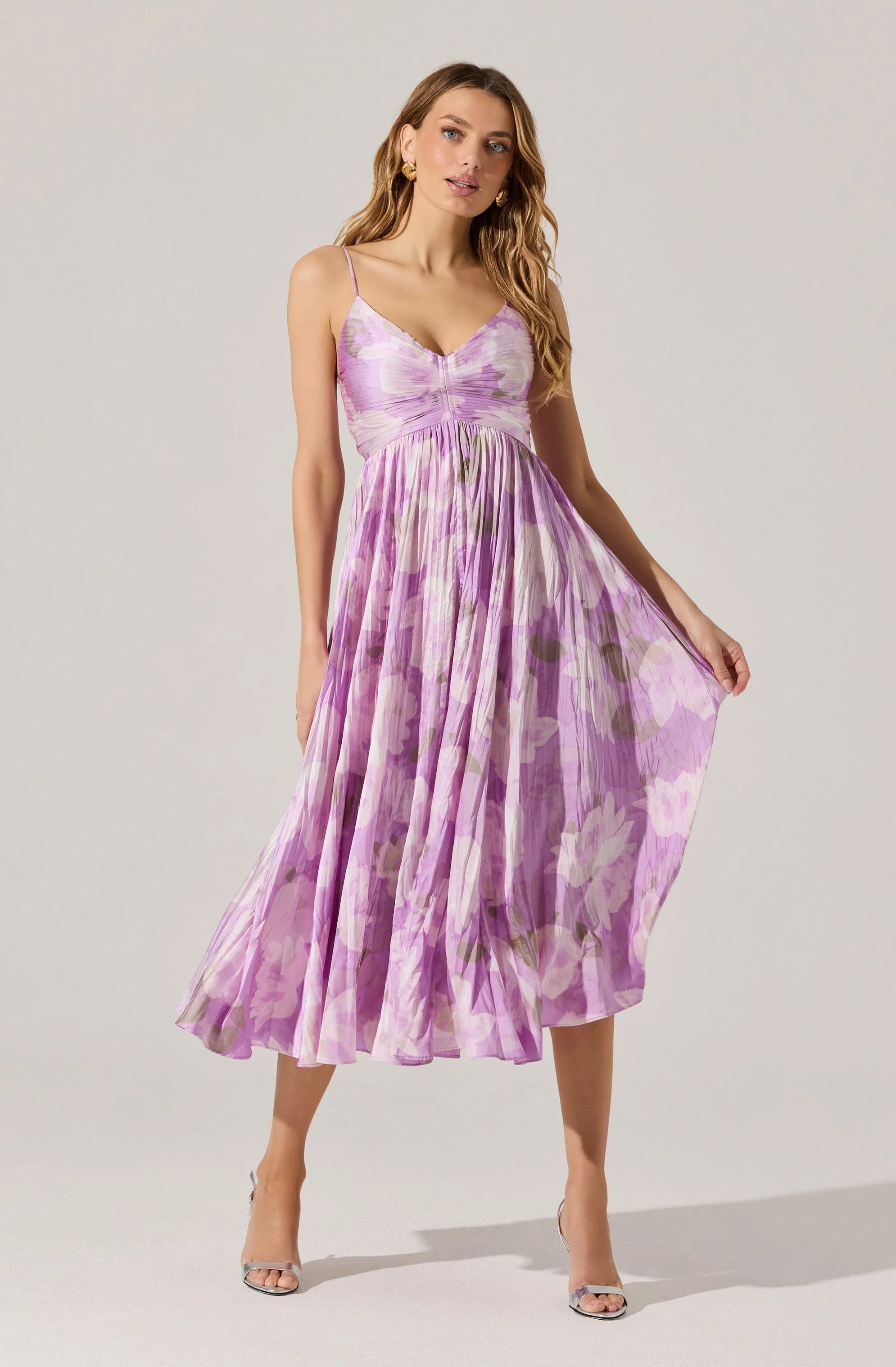 Inixyf Maeve Pleated Satin Midi Dress