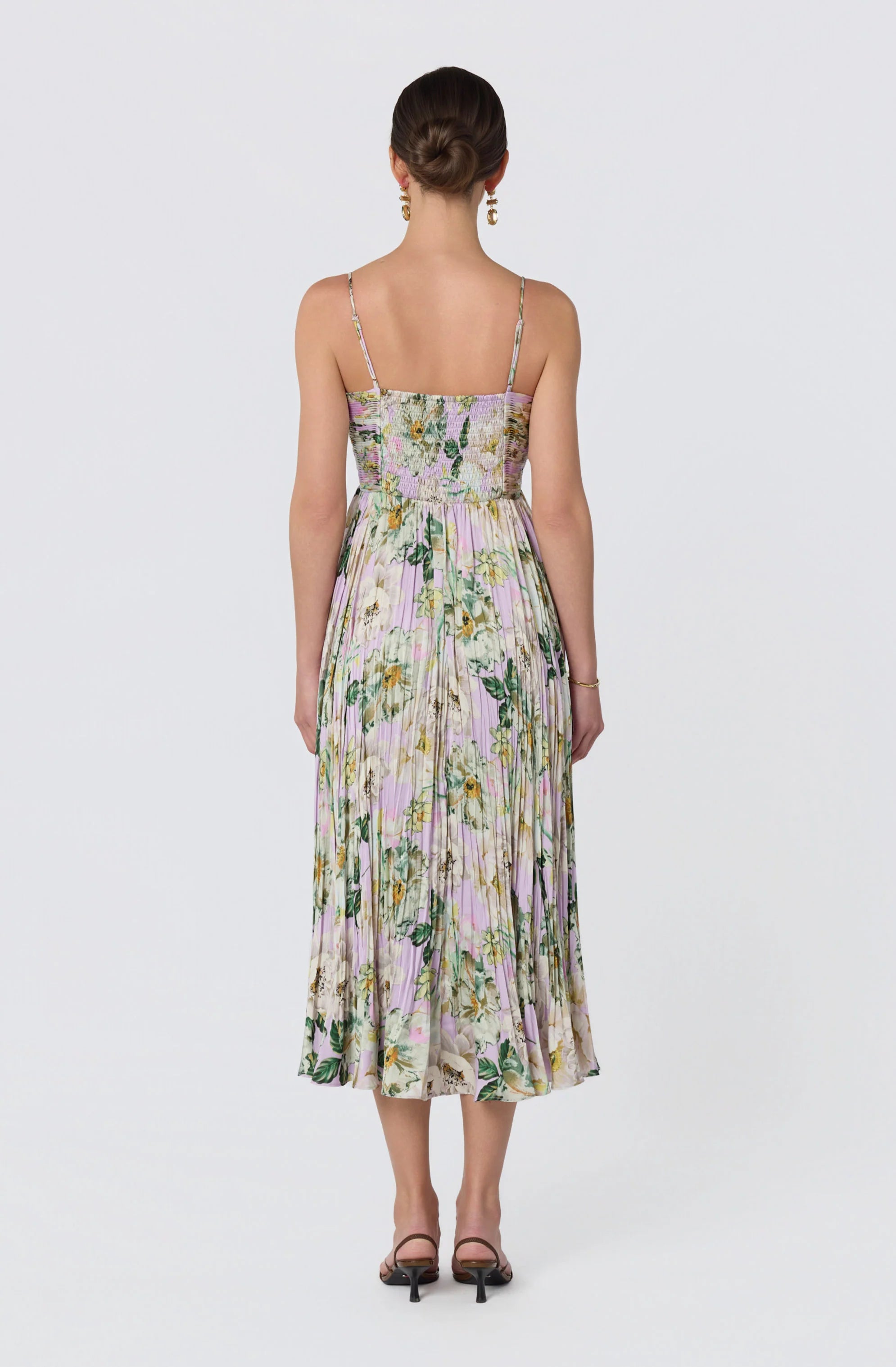 Inixyf Maeve Pleated Satin Midi Dress