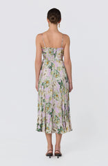 Inixyf Maeve Pleated Satin Midi Dress