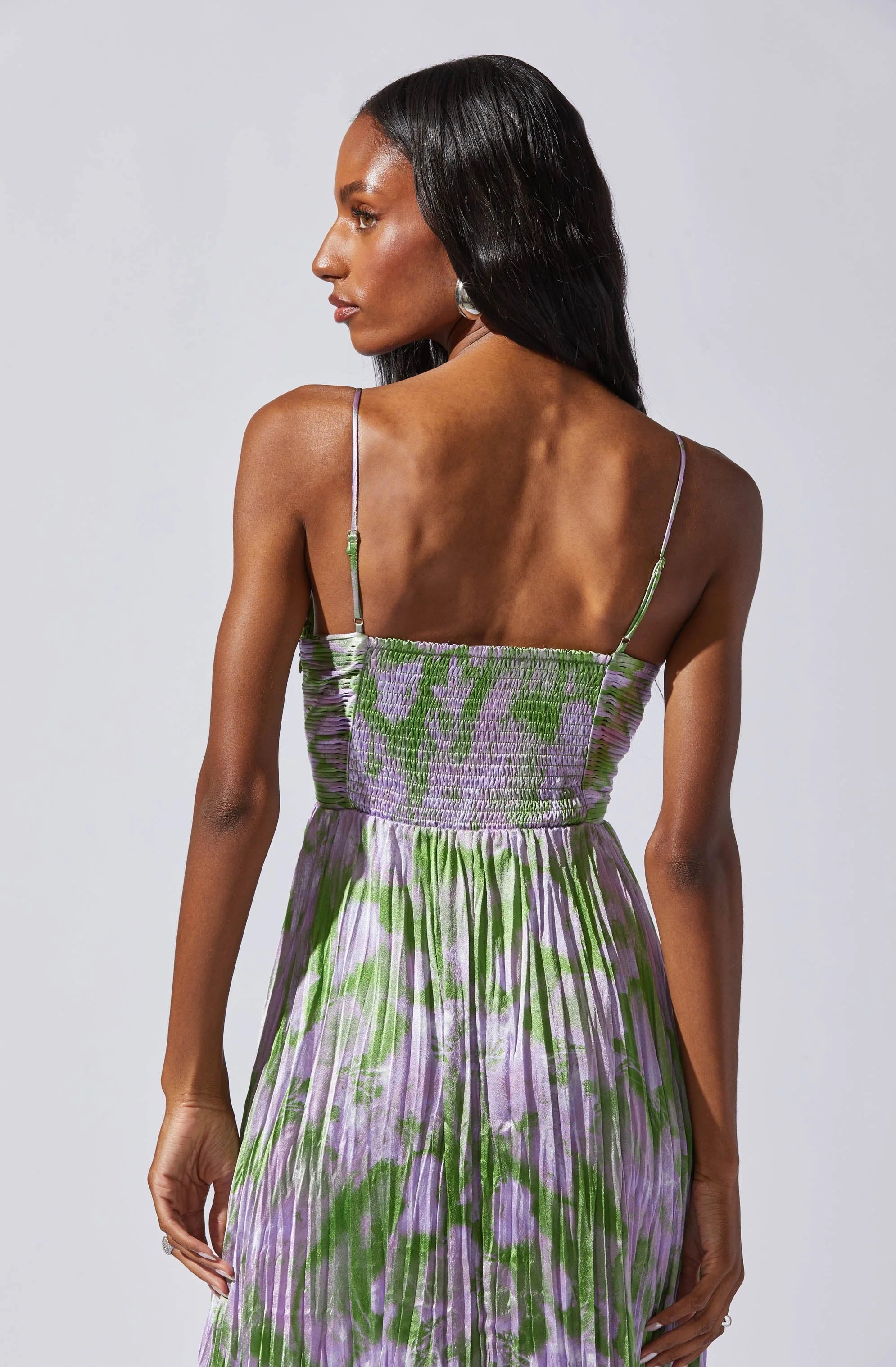 Inixyf Maeve Pleated Satin Midi Dress
