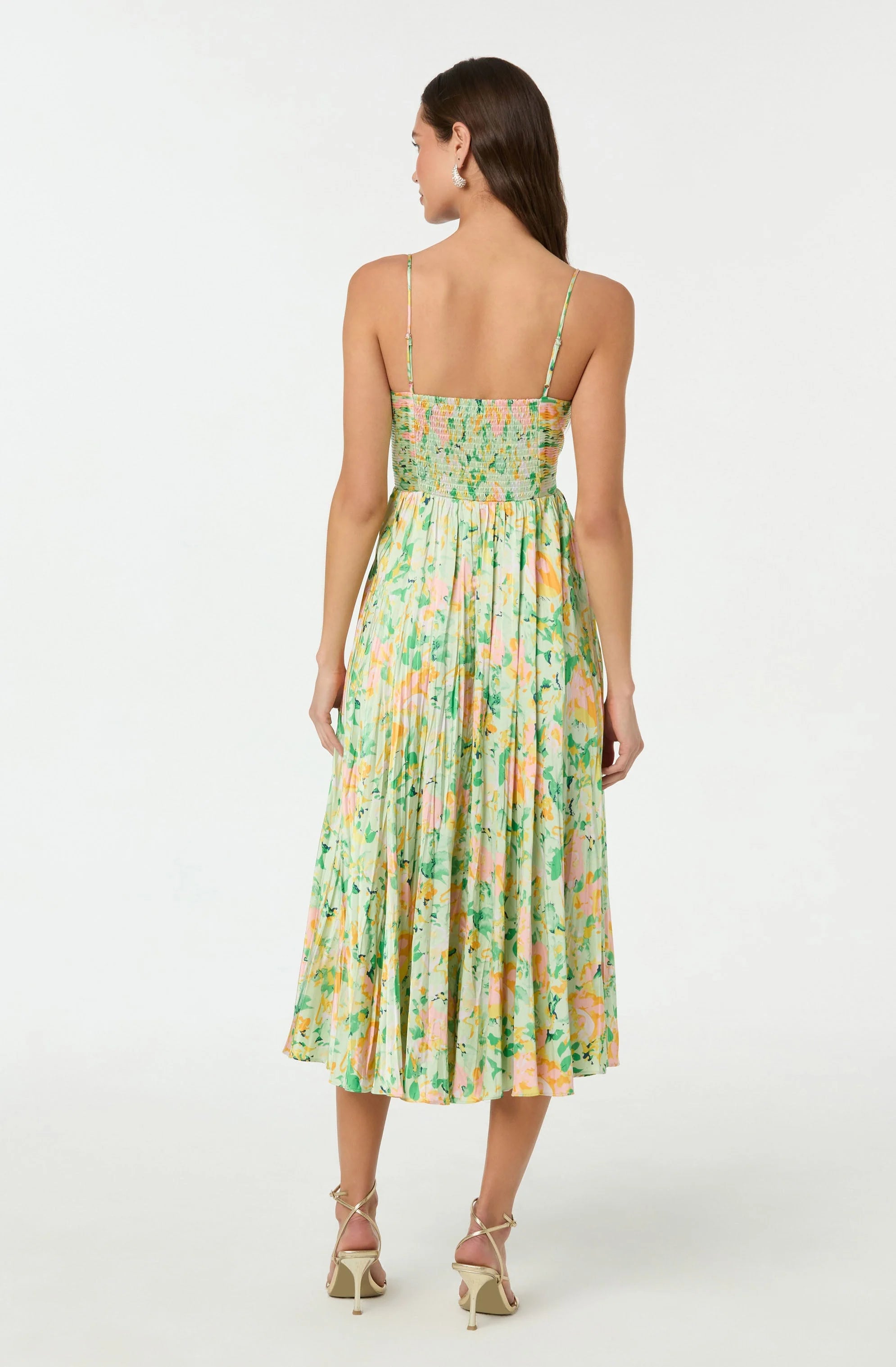 Inixyf Maeve Pleated Satin Midi Dress