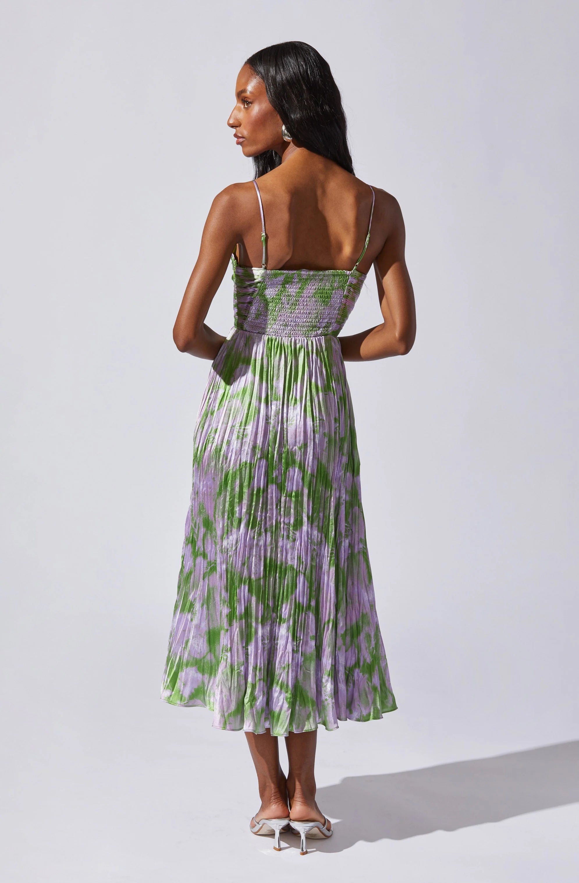 Inixyf Maeve Pleated Satin Midi Dress