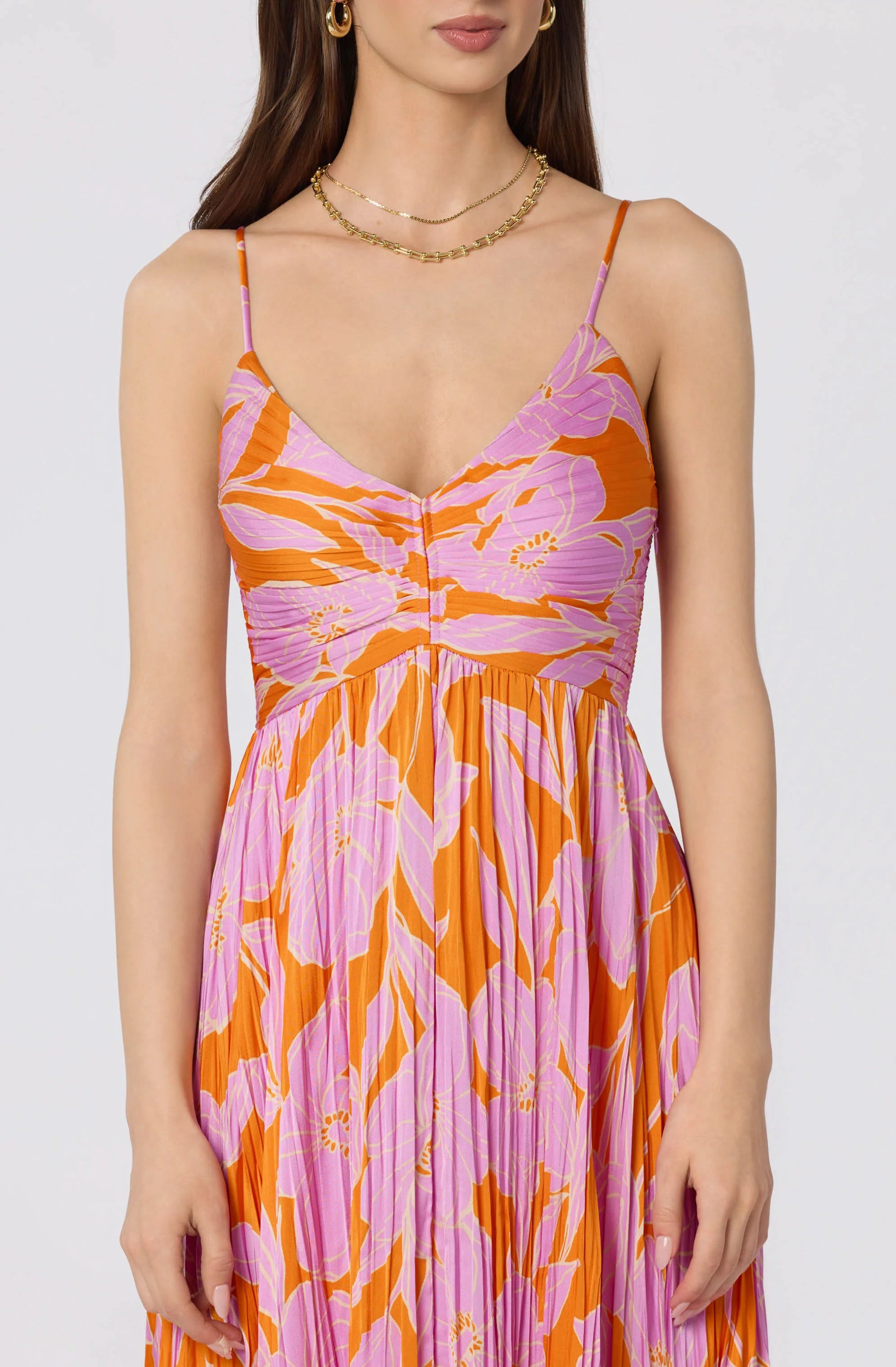 Inixyf Maeve Pleated Satin Midi Dress