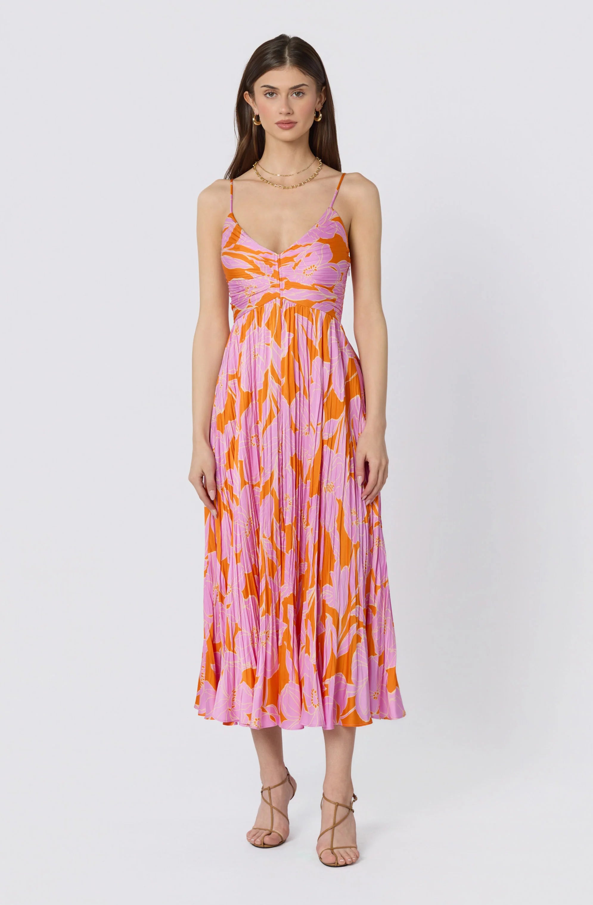 Inixyf Maeve Pleated Satin Midi Dress