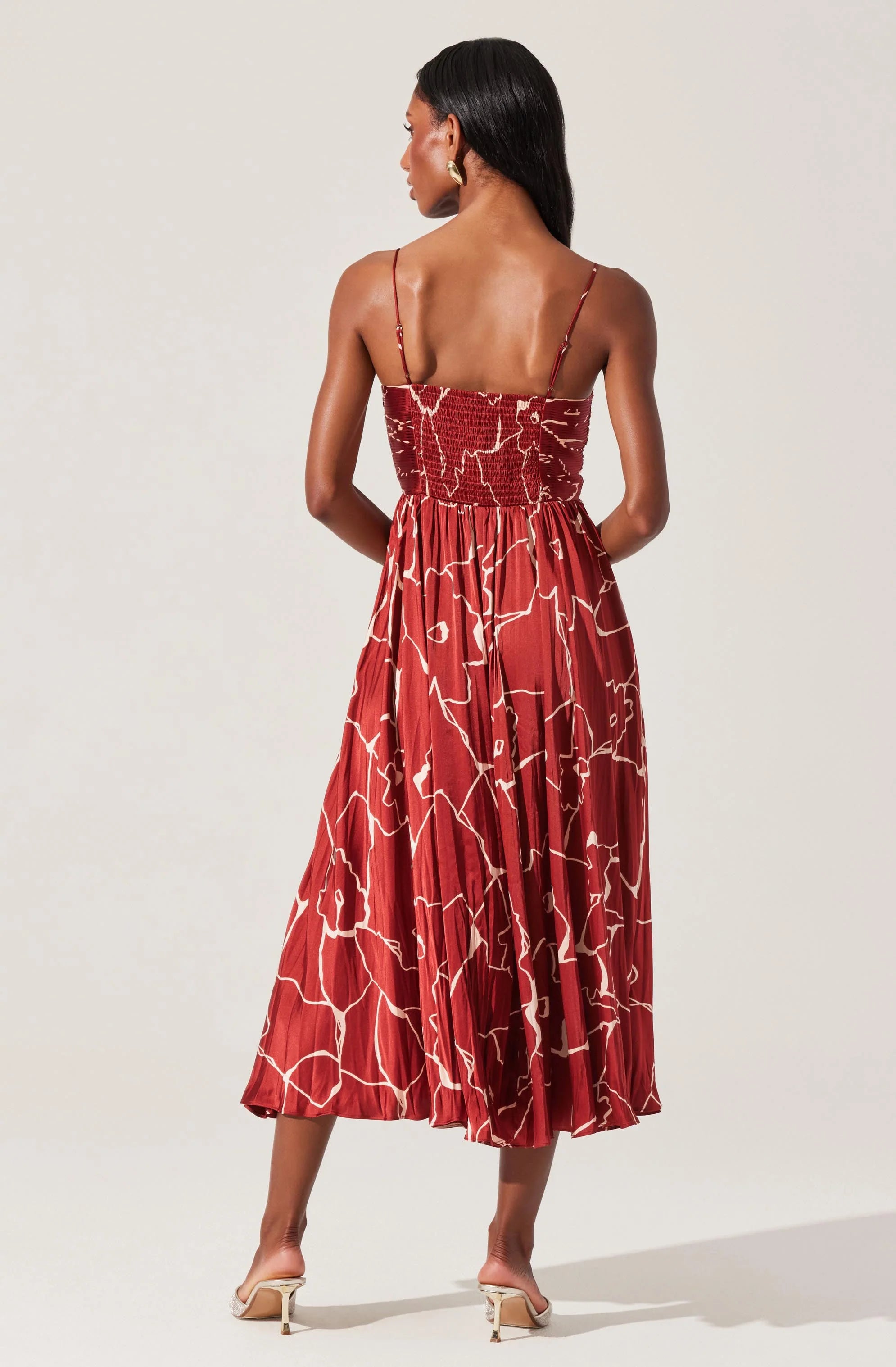 Inixyf Maeve Pleated Satin Midi Dress